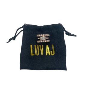 Luv AJ Rose Gold Stacked Ring With Sparkling Crystal Accents